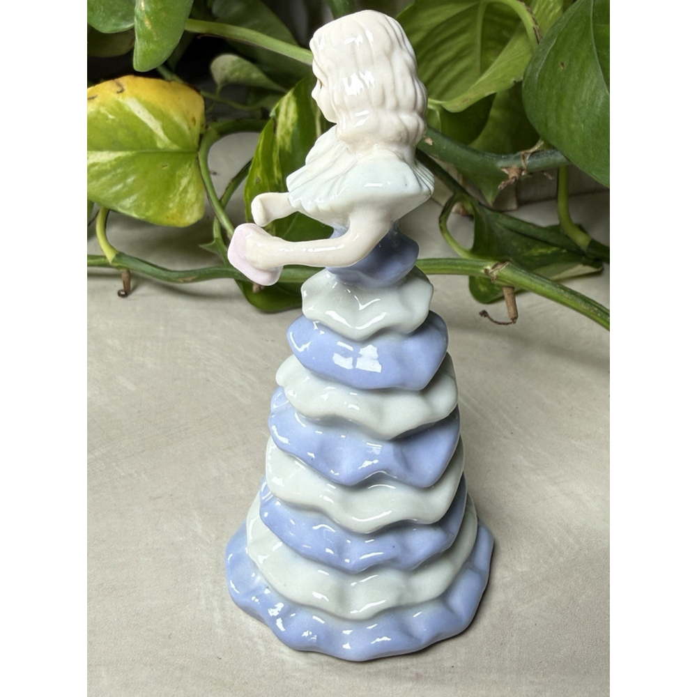 Ceramic Lady Figurine Ruffled Tiered Dress Christmas Tree Style 4.5” Light Blue - Picture 5 of 8